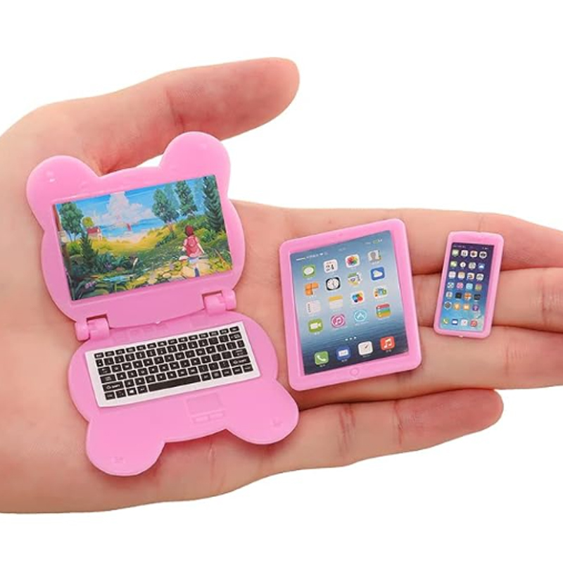 Tablet Accessories Set - 3 個ドールハウスミニアイテム人形アクセサリーかわいいかわいいコンピュータ IPad 電話セットミニチュア面白いリアルな人形家庭用品プレイハウス