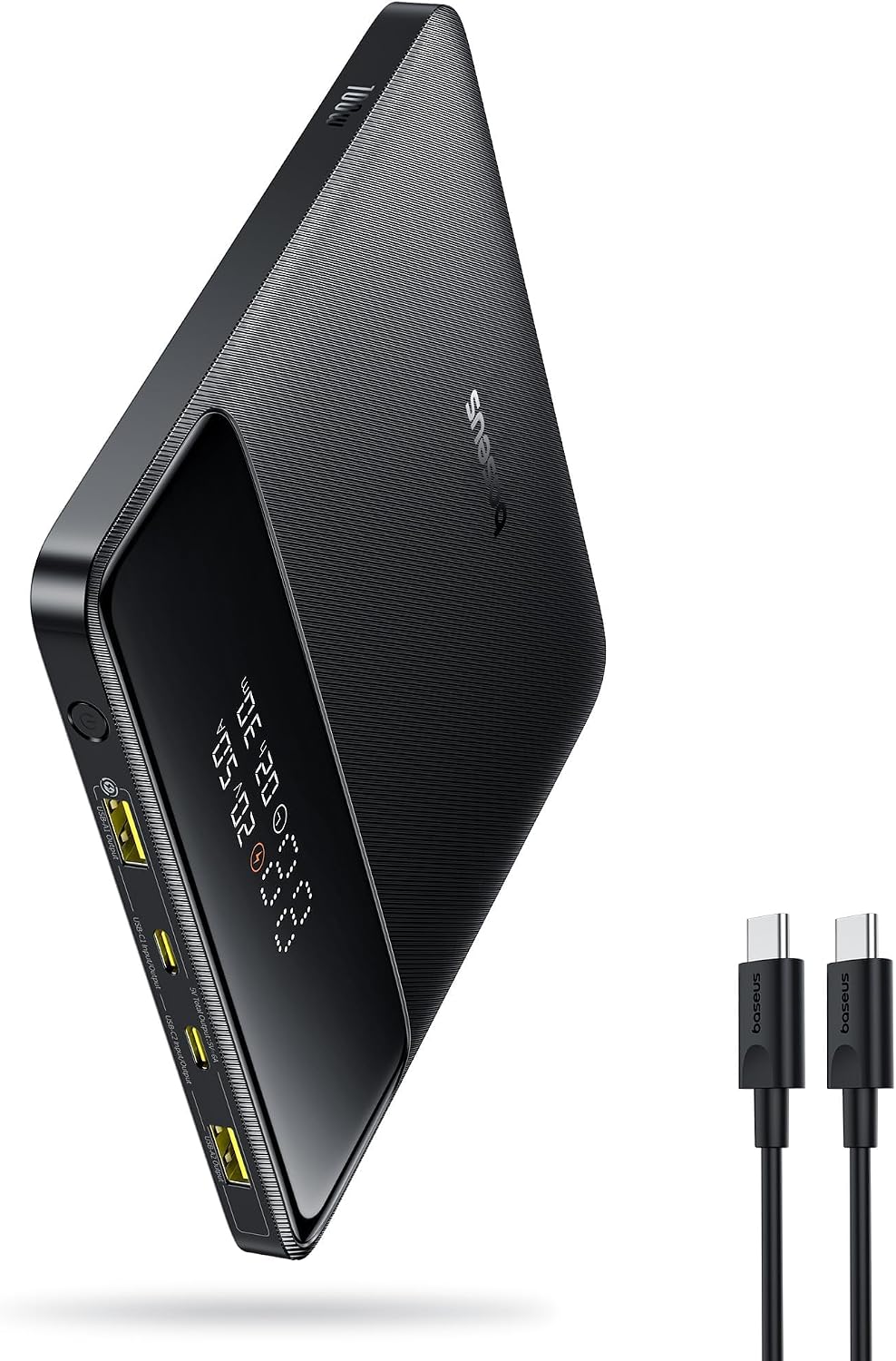 Accessories For Android Tablet - Baseus ノートパソコン用ポータブル充電器 100W 20000mAh、ブレード型トラベルパワーバンク、急速充電対応、USB-Cポート2つとUSB-Aポート2つ搭載、Steam Deck、MacBook、iPad、iPhone 17/16/15/14/13、Samsung