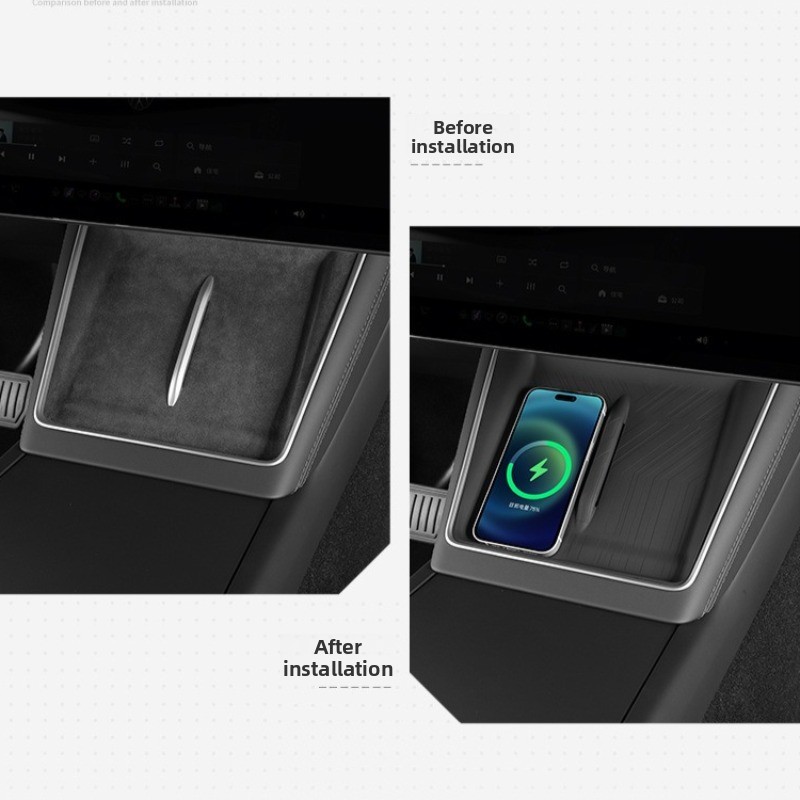 シリコーンマット車のセンターコンソールプロテクターテスラモデ - Wireless Charging Pad のレビューと価格