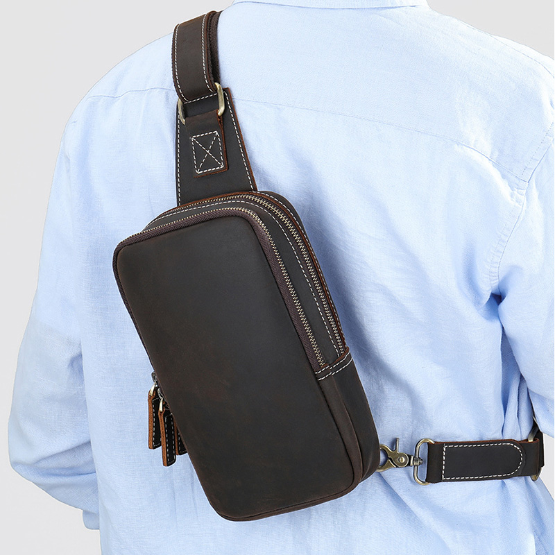 本革メンズチェストバッグ女性ショルダーメッセンジャーバッグ男 - Tablet Shoulder Bag のレビューと価格